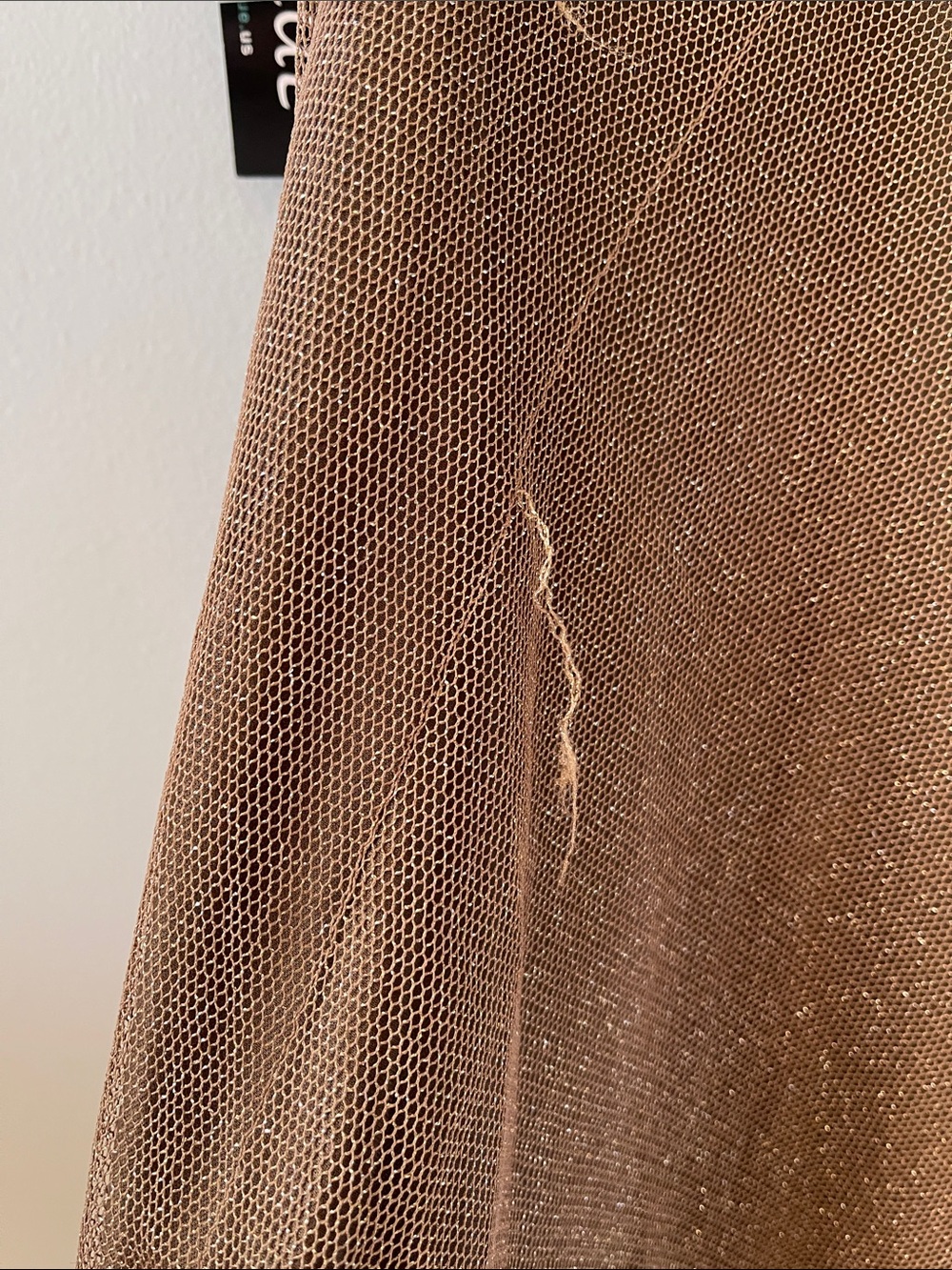 Y2K Brown Shimmer Lurex Metallic A-Line Dress - Picture 9 of 14